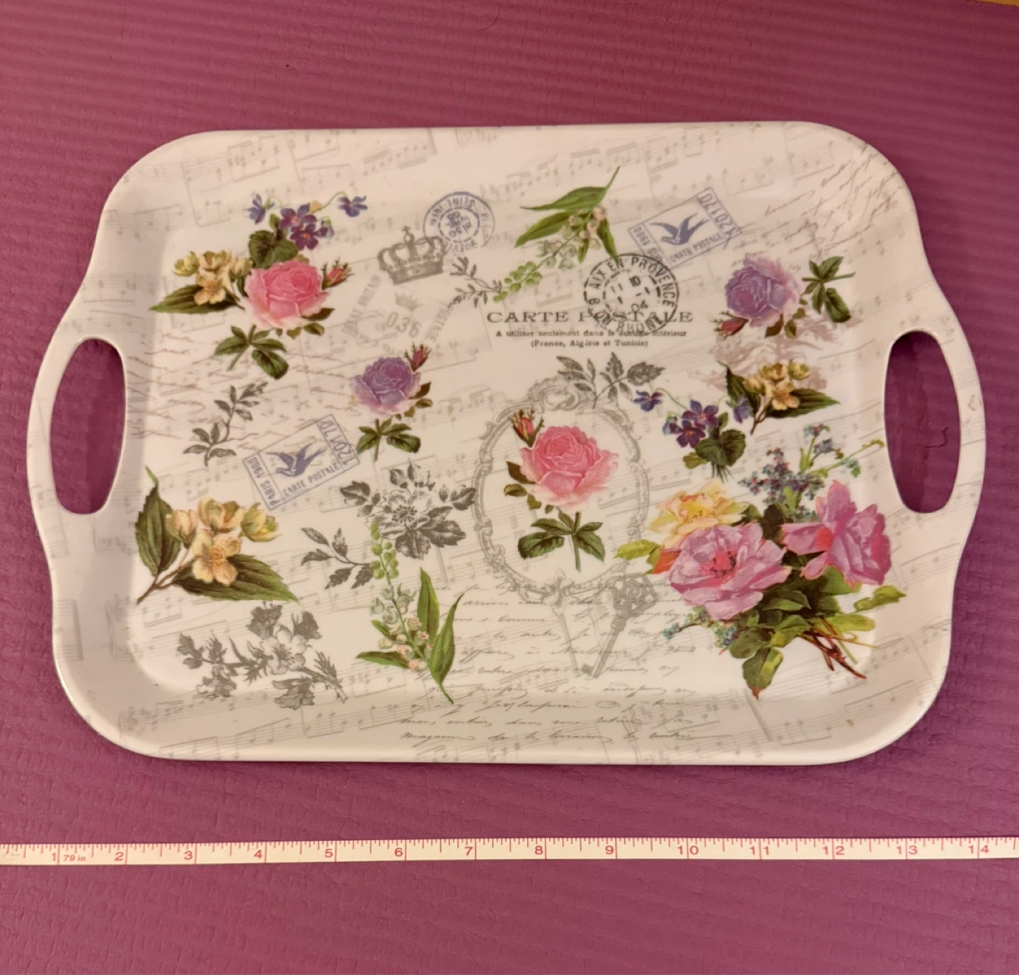 NEW⚽️Decorative Serving Tray - Floral Postcard Design
