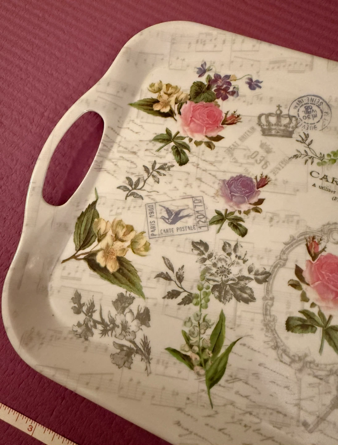 NEW⚽️Decorative Serving Tray - Floral Postcard Design - photo 2