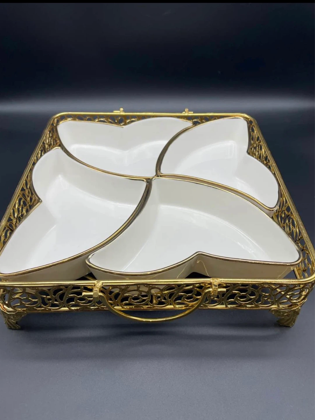 Set of 4 Serving Plates with Steel Stand - photo 2