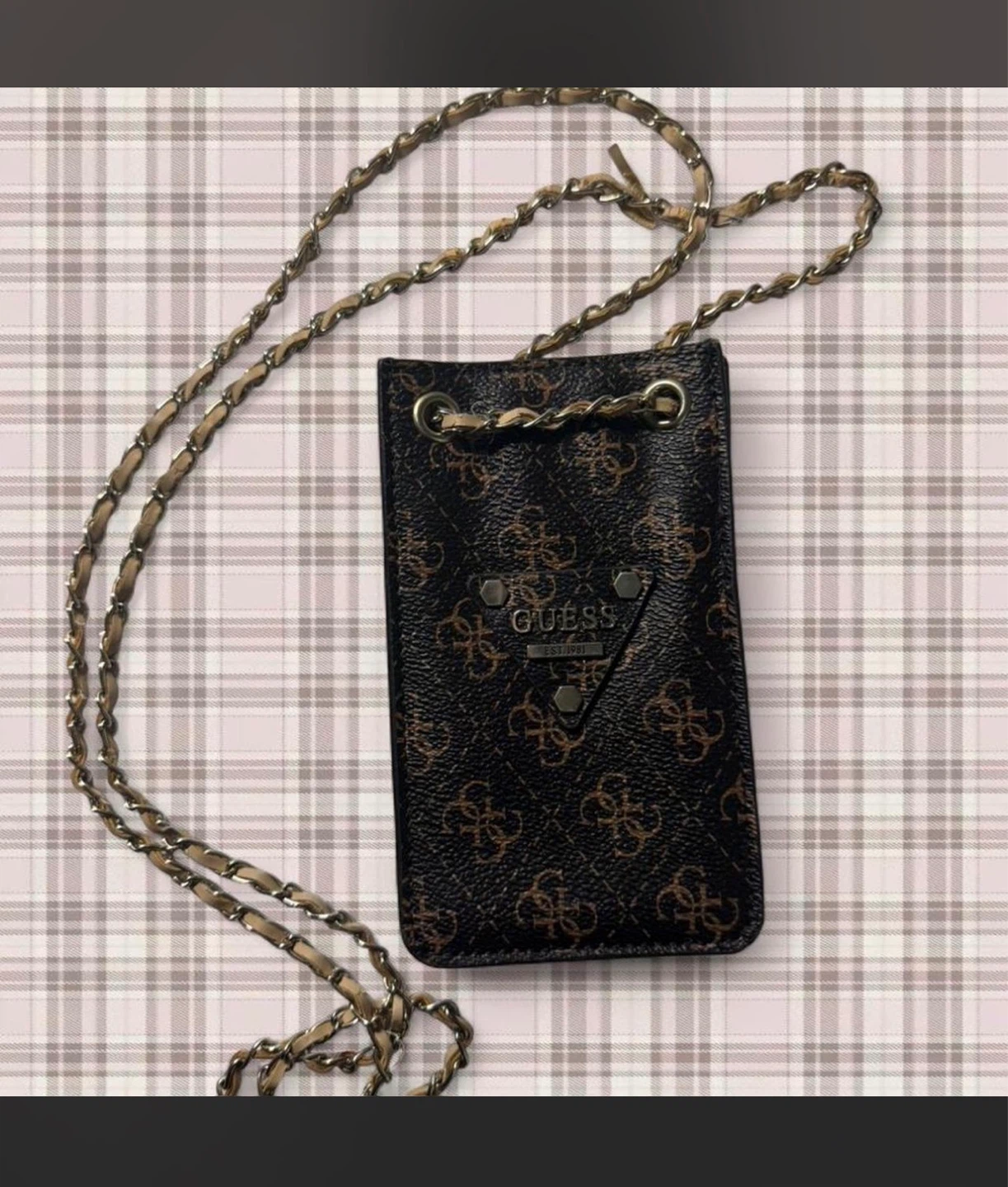 Guess brown phone crossbody bag