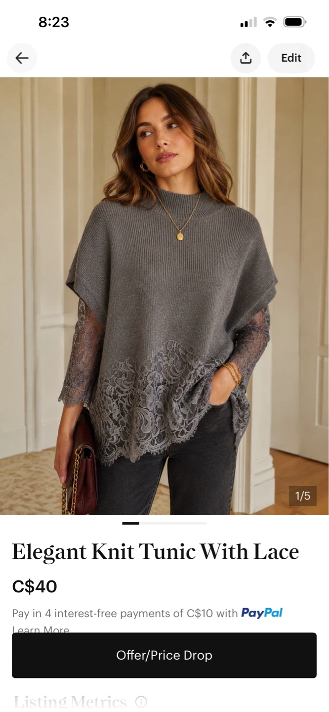 Knit Tunic With Lace ⚽
