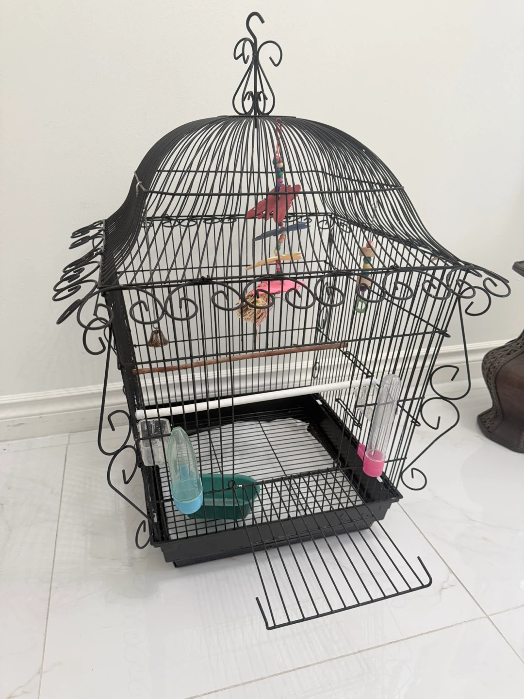Black Decorative Bird Cage with Accessories - photo 2