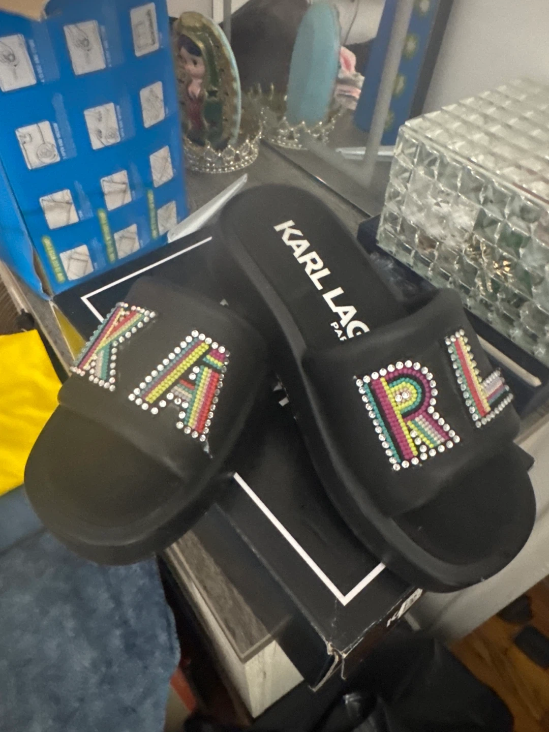 Karl Lagerfeld Paris Opal Slides Black/White US 7 M - photo 3