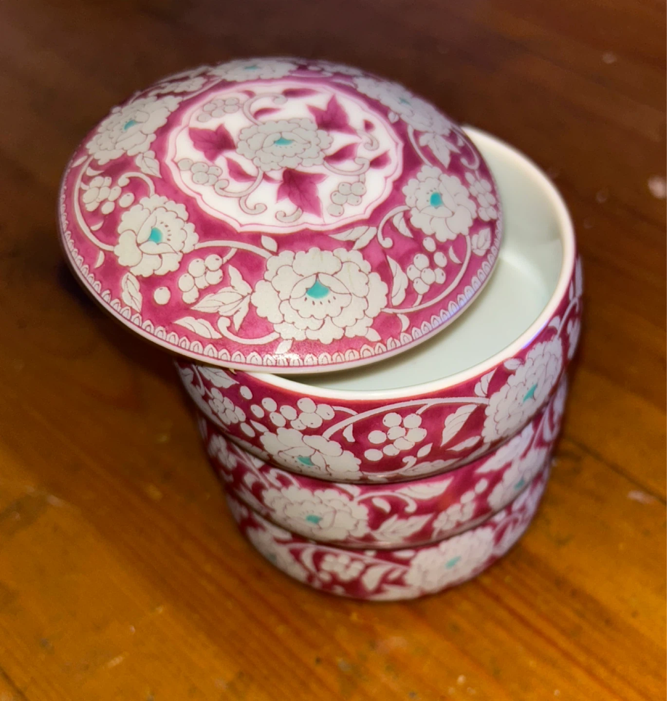 Japanese Small 3-Compartment Porcelain Stacking Trinket Box ⚽️ - photo 2