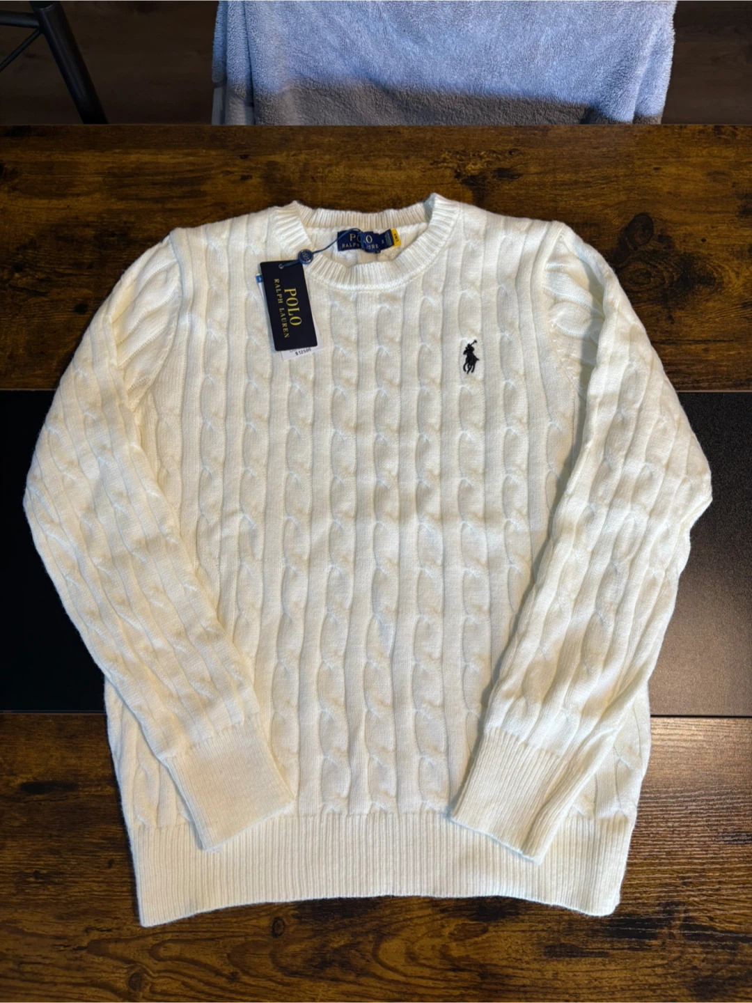 Polo Ralph Lauren White Cable Knit Sweater Size S