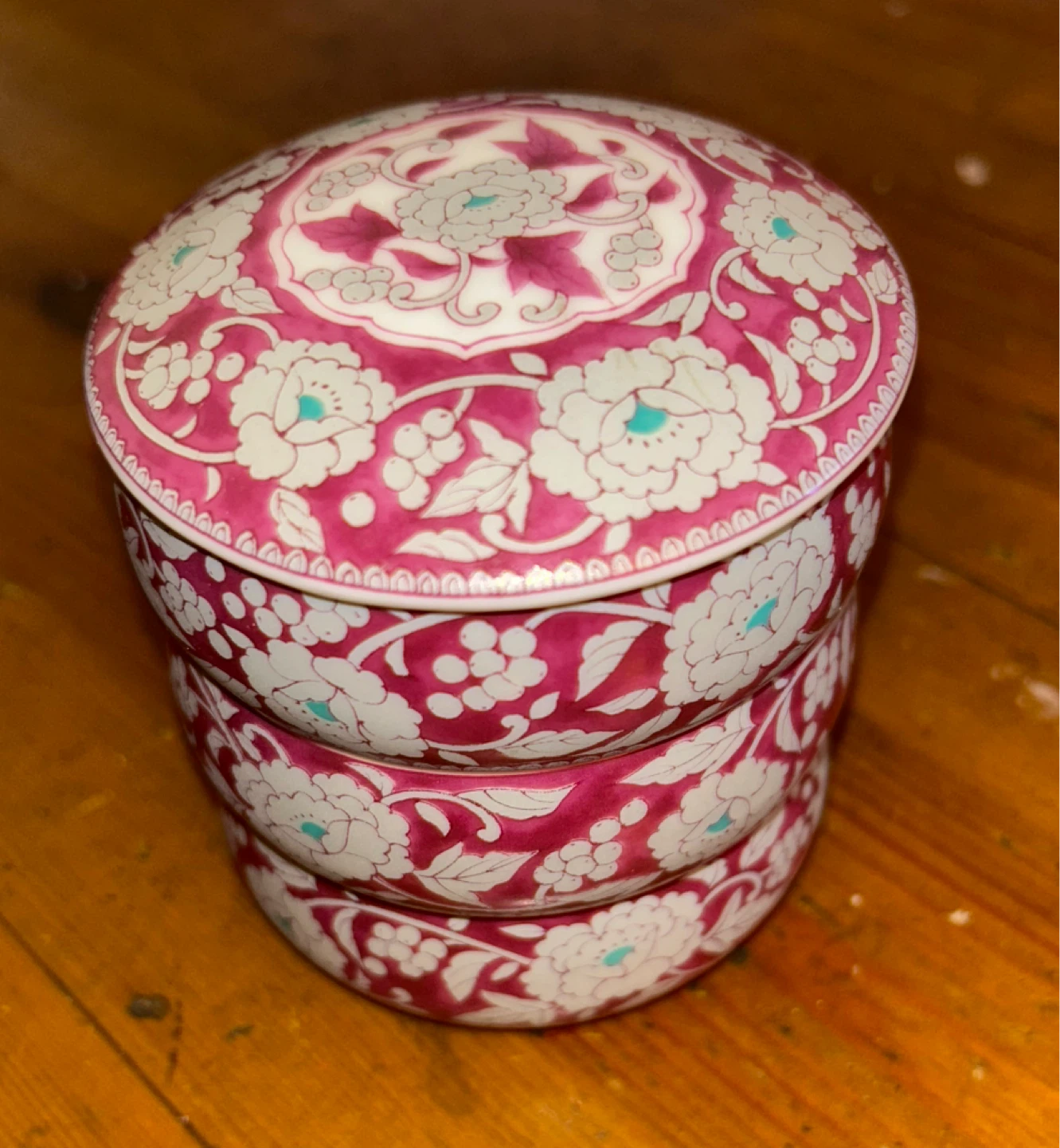 Japanese Small 3-Compartment Porcelain Stacking Trinket Box ⚽️