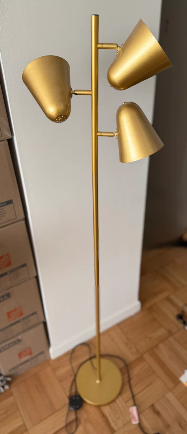 MOVING SALE - Gold Floor Lamp with 3 Heads - photo 2