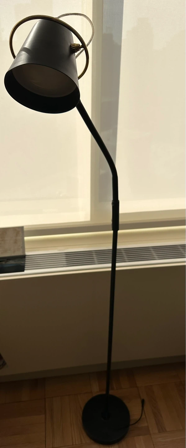 MOVING SALE - Black Adjustable Floor Lamp with Brass Accents - photo 2