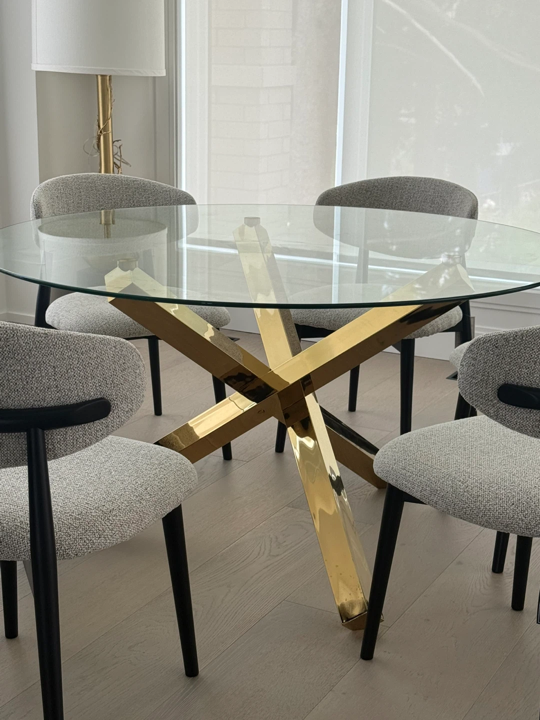Xcella glass table with gold metal base - photo 2