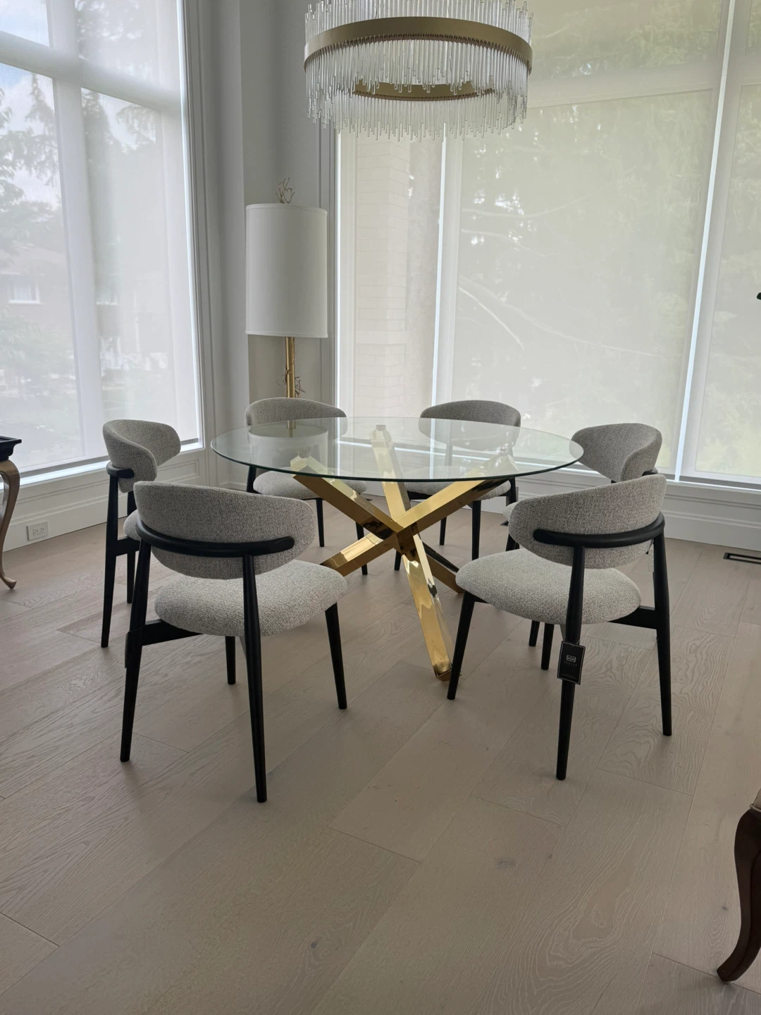 Xcella glass table with gold metal base - photo 3