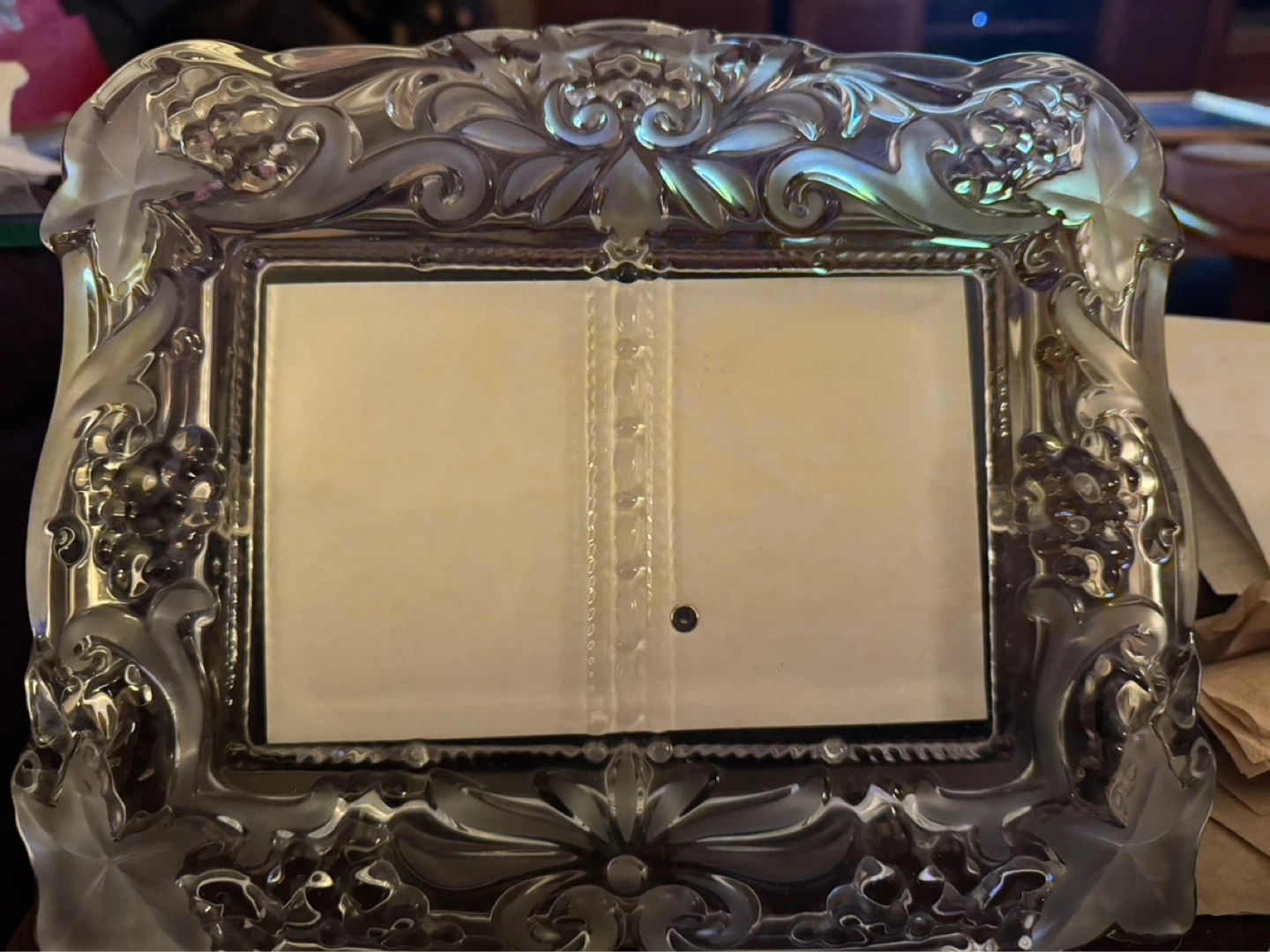 Ornate Clear Glass Photo Frame