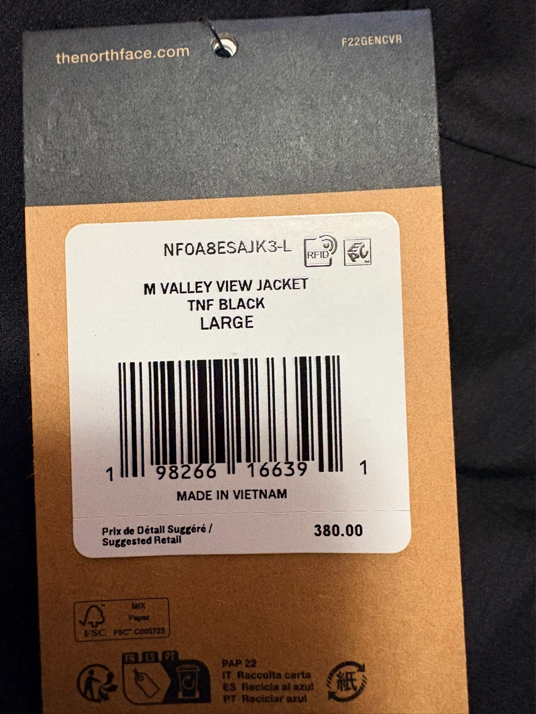 The North Face M Valley View Jacket - Black - Large - photo 2