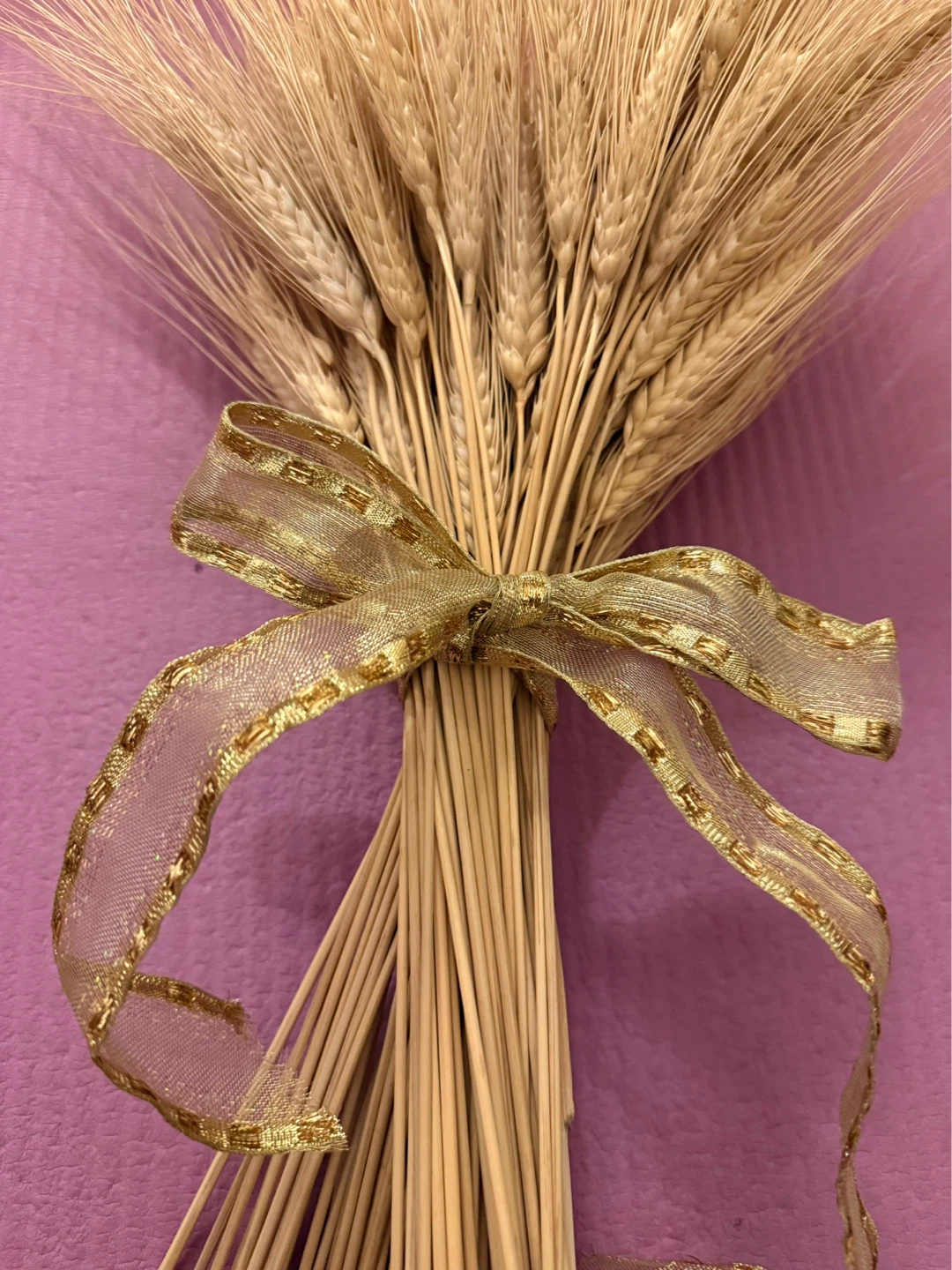 NEW⚽️Dried Wheat Stalks Bundle with Gold Ribbon - photo 3