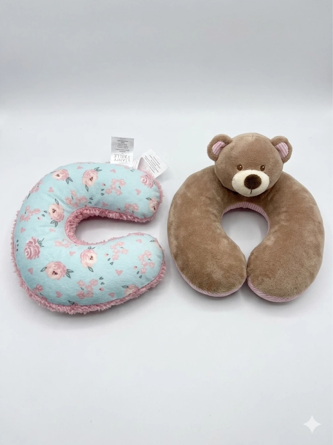 Kids Neck Pillow - Teddy Bear & Floral Design
