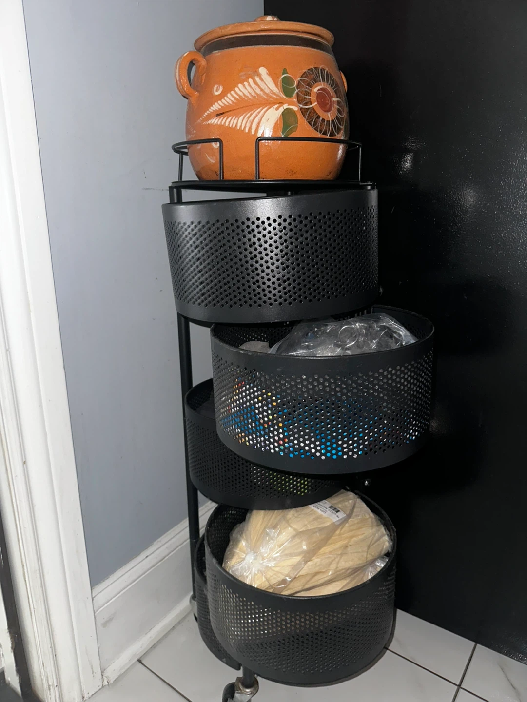 4 Tier Black Metal Rolling Storage Cart - photo 2