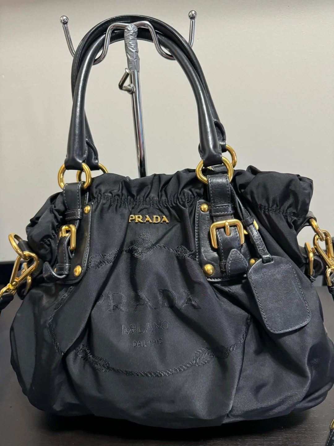 Prada Black Nylon Ruched Shoulder Bag - photo 3