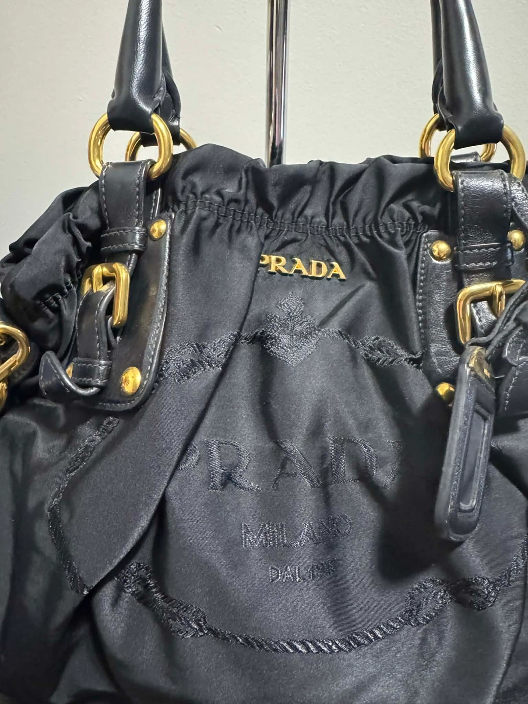 Prada Black Nylon Ruched Shoulder Bag - photo 4