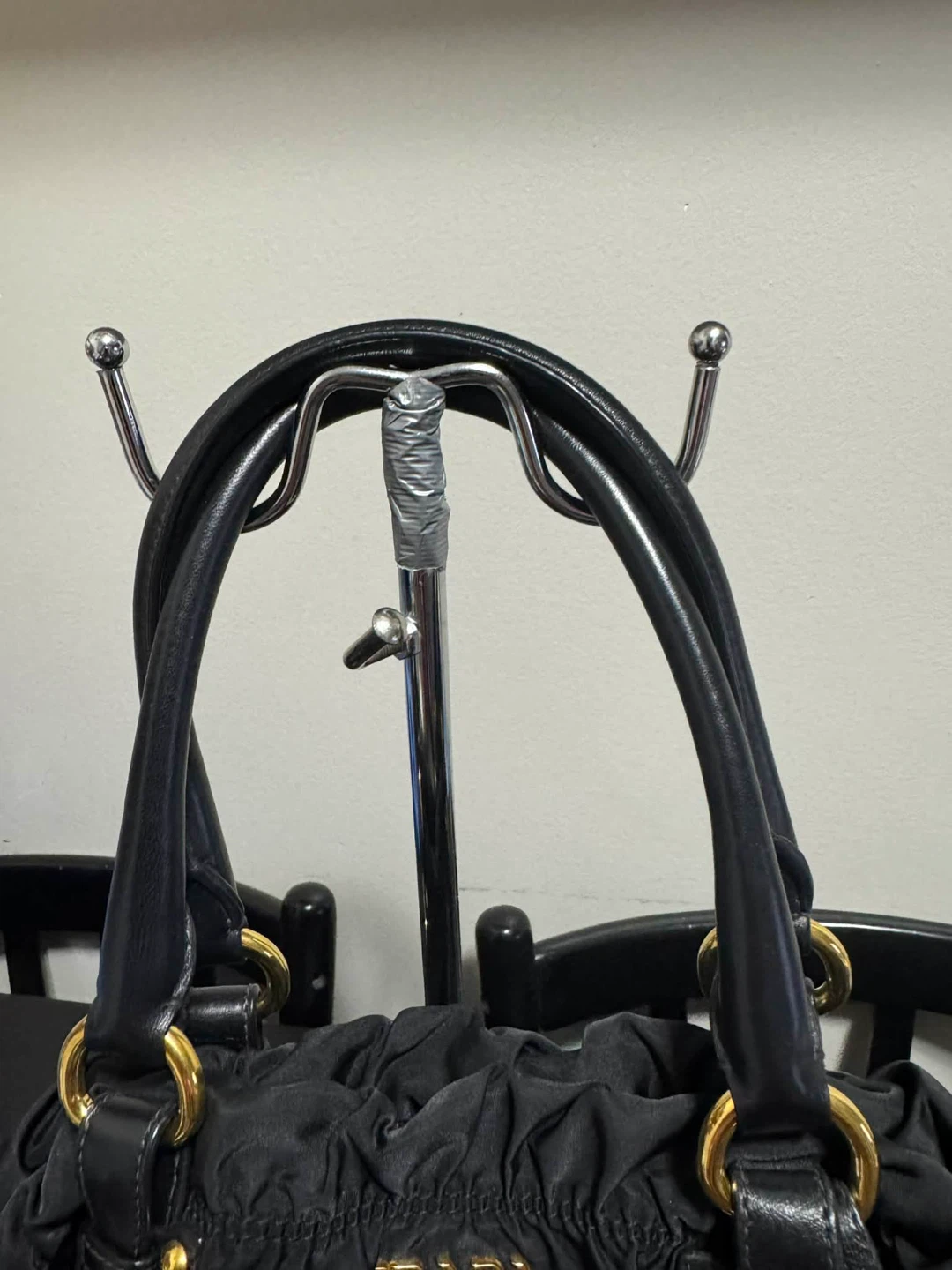 Prada Black Nylon Ruched Shoulder Bag - photo 5