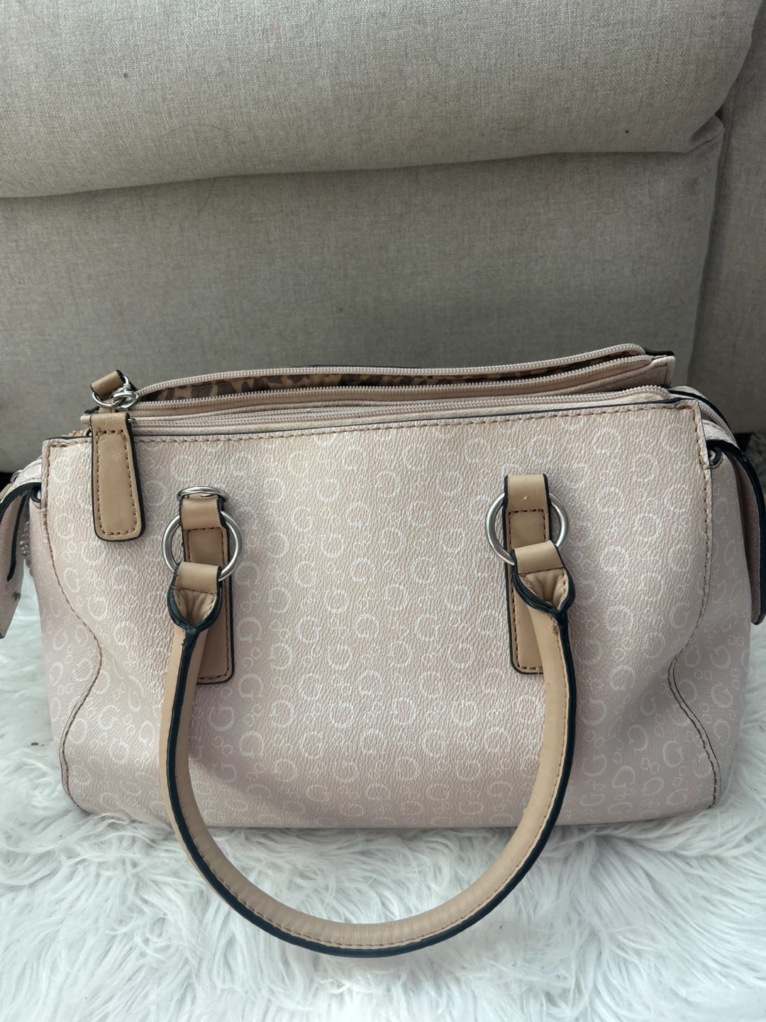 Guess Pink Monogram Satchel Handbag - photo 2
