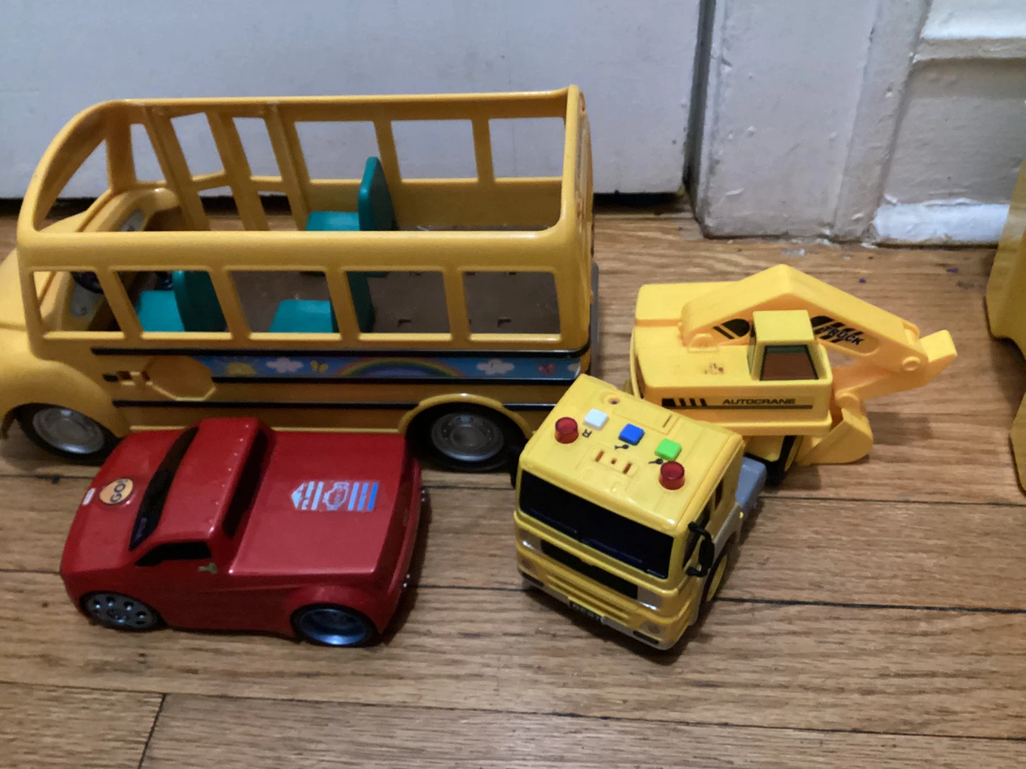⚽️ Toy Vehicle Lot - School Bus, Truck, Crane