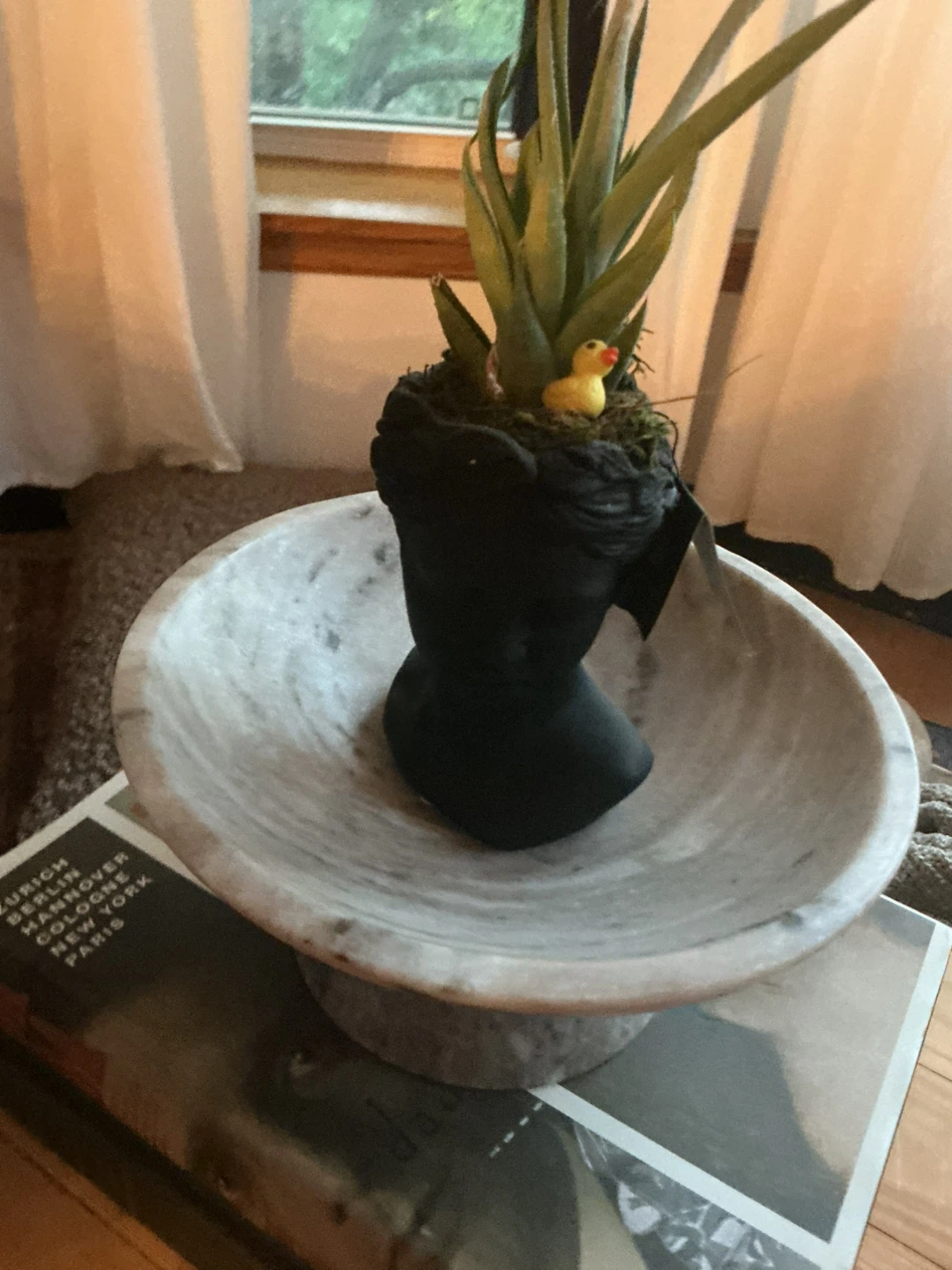 Decorative Head Planter with Faux Succulent ⚽