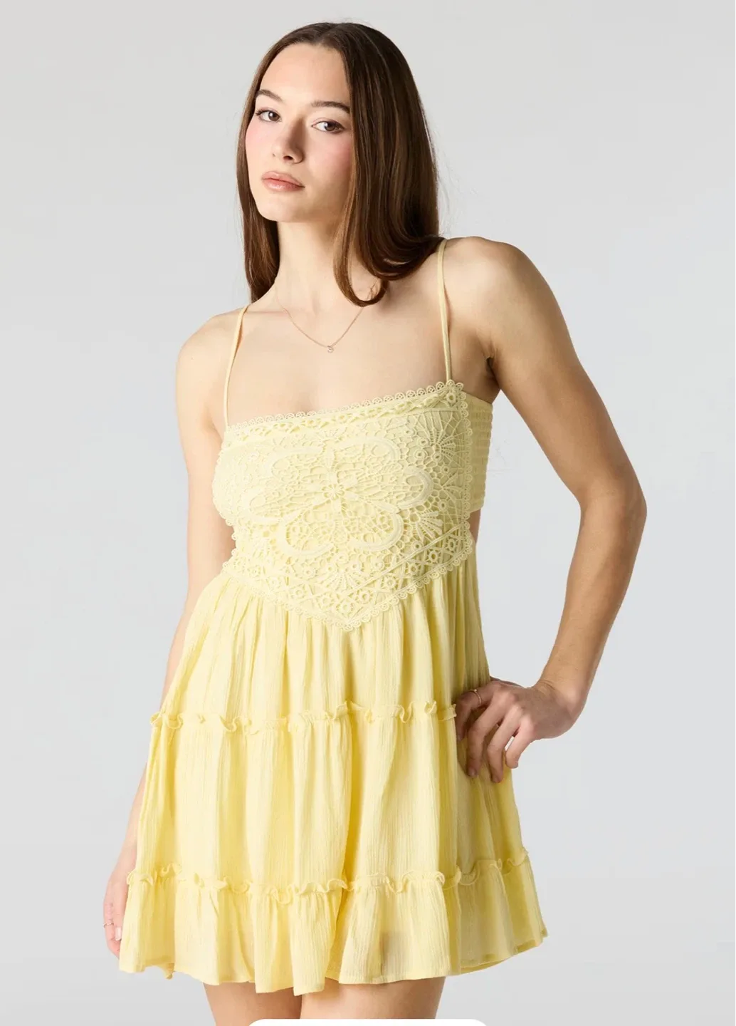 Forever 21 Yellow Tiered Mini Dress
