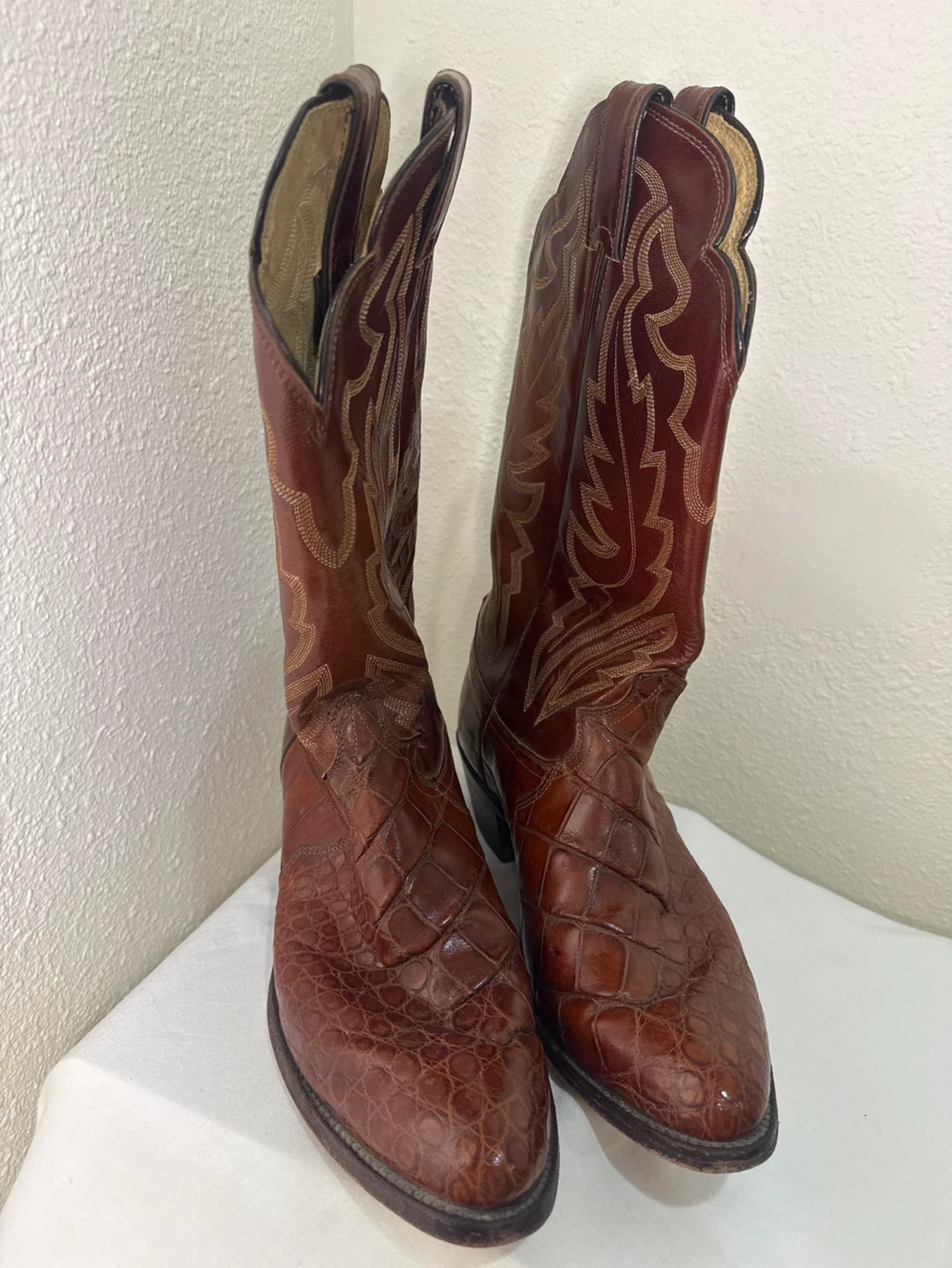 Men's Western Cowboy Boots Crocodile Leather Brown - photo 2