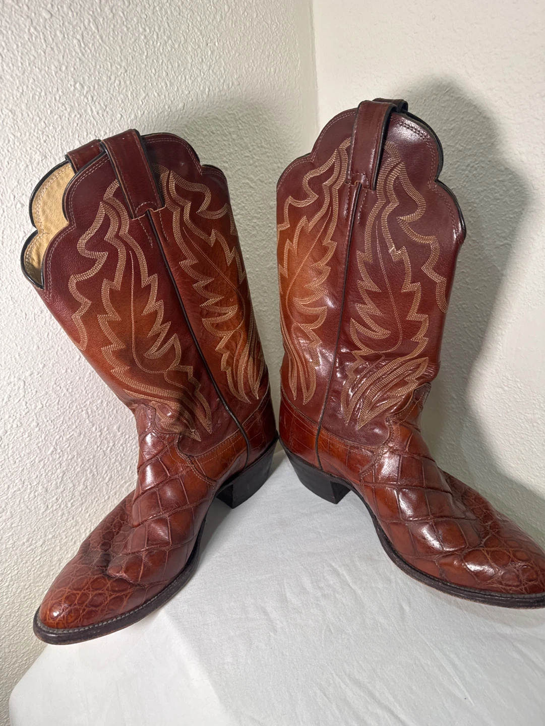 Men's Western Cowboy Boots Crocodile Leather Brown - photo 5