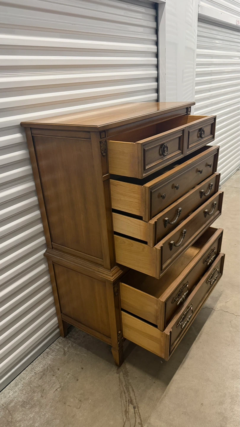 Vintage Walnut Tall Dresser Chest of Drawers - photo 3