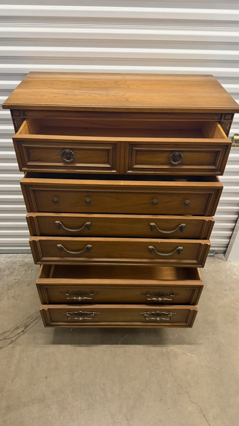 Vintage Walnut Tall Dresser Chest of Drawers - photo 2