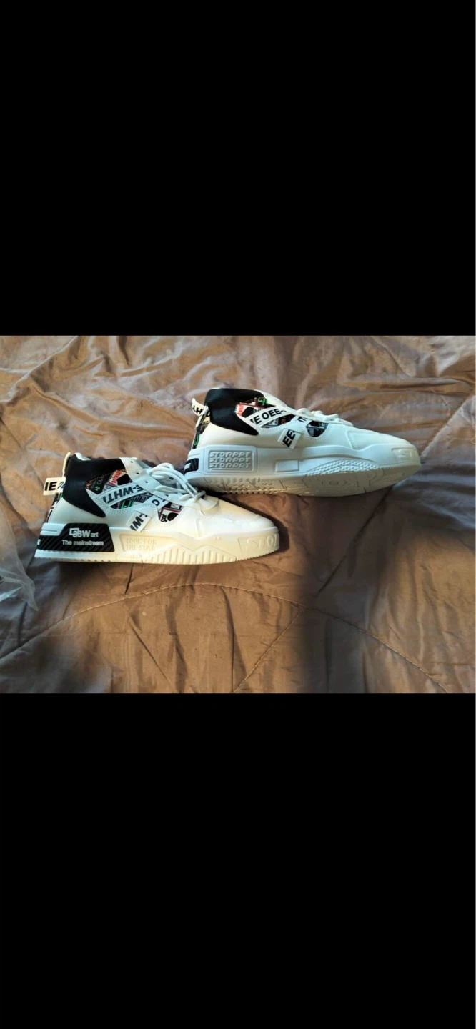 White and Black Trendy High-Top Sneakers - photo 2