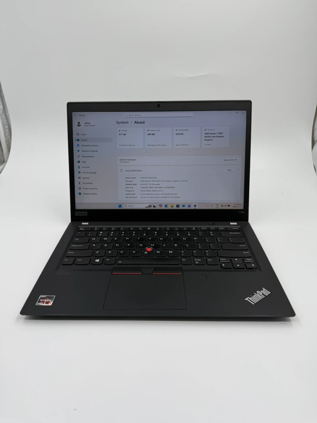 ThinkPad T14 Gen 1 Ryzen 5 Pro 4560U 8 GB 500 SSD