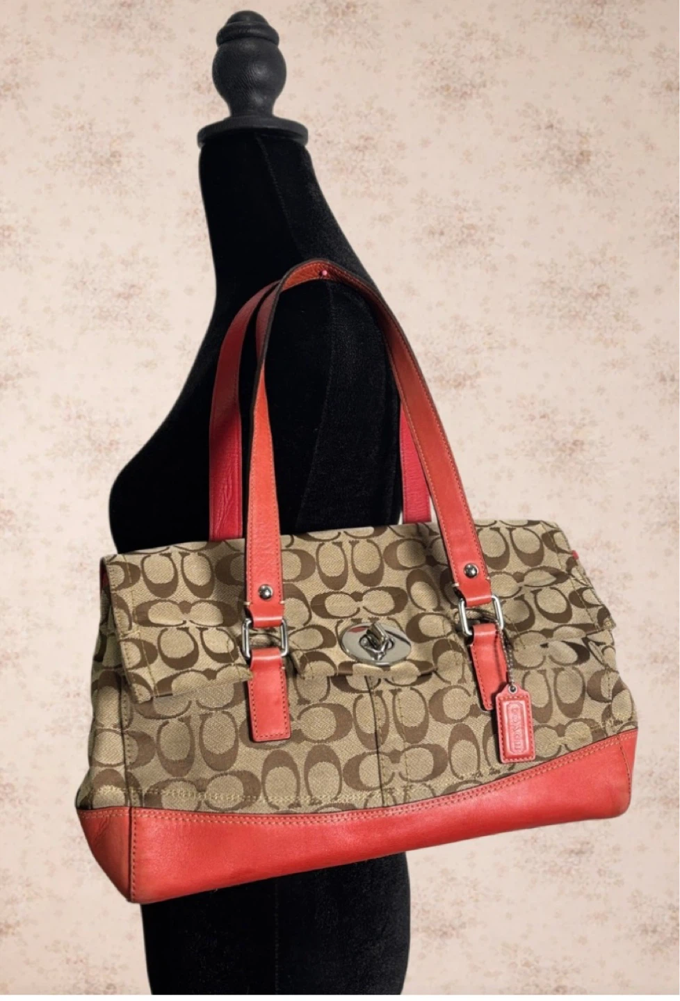 🌺 Coach Turnlock Hampton Signature & Leather Shoulder Bag 🌺