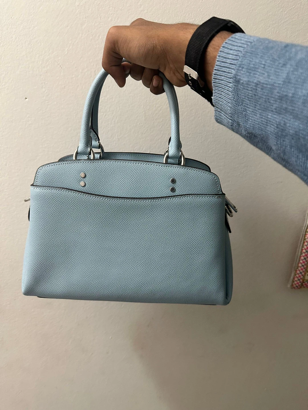 Coach Light Blue Leather Satchel Handbag