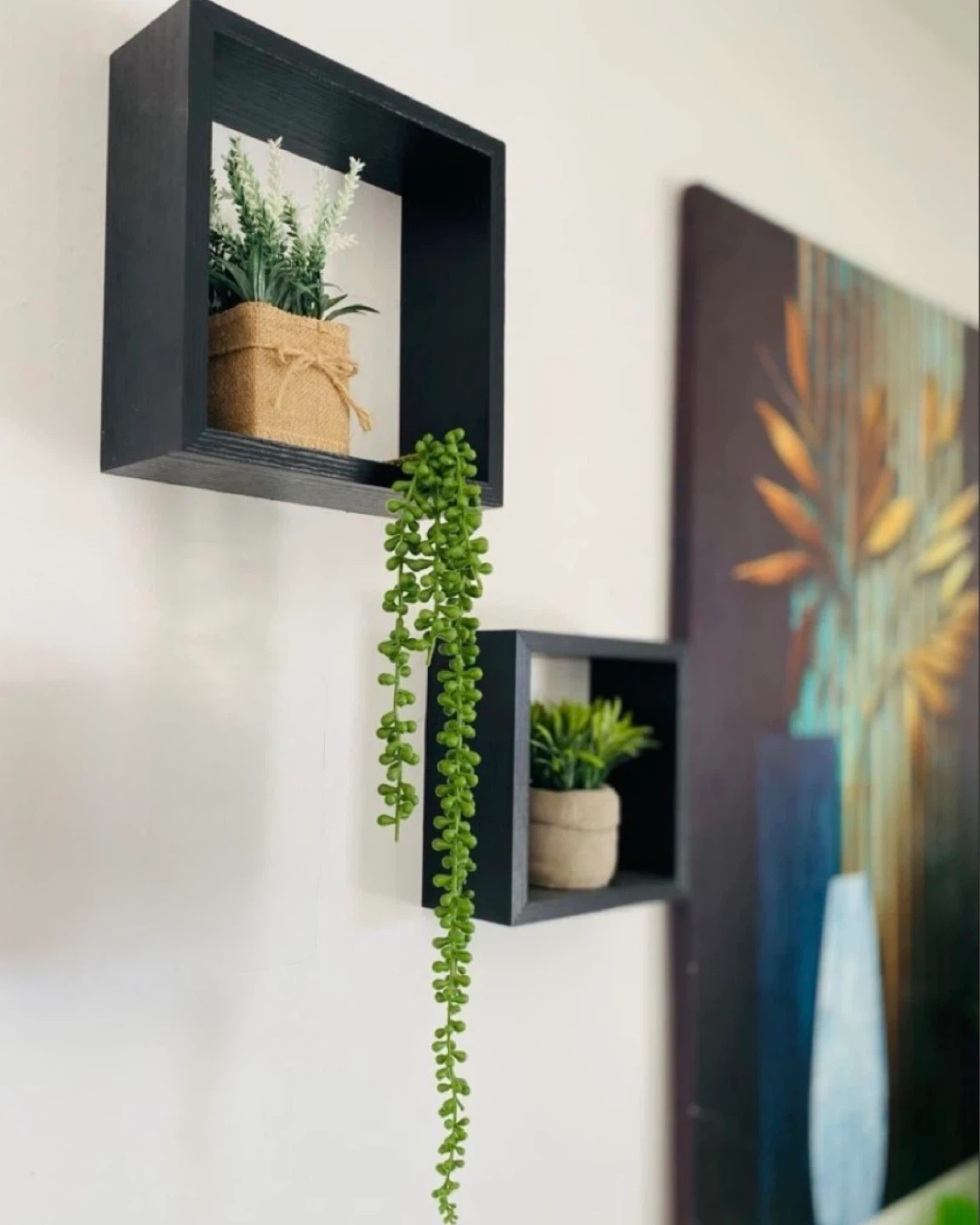 Set of Black Floating Cube Shelves