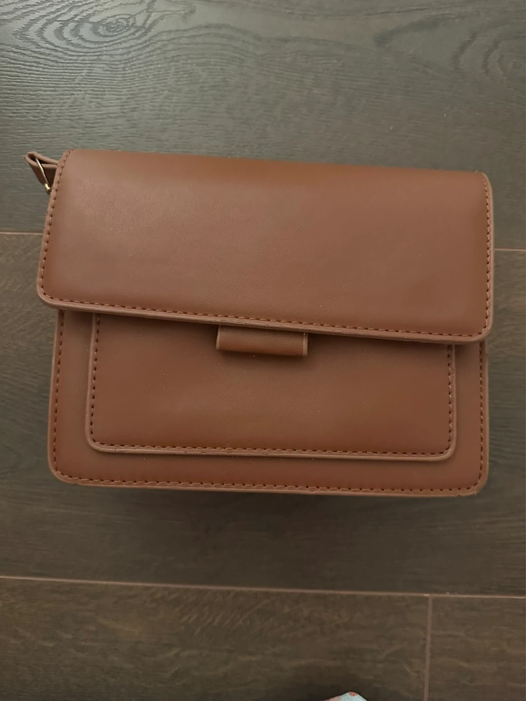 Brown Faux Leather Crossbody Purse