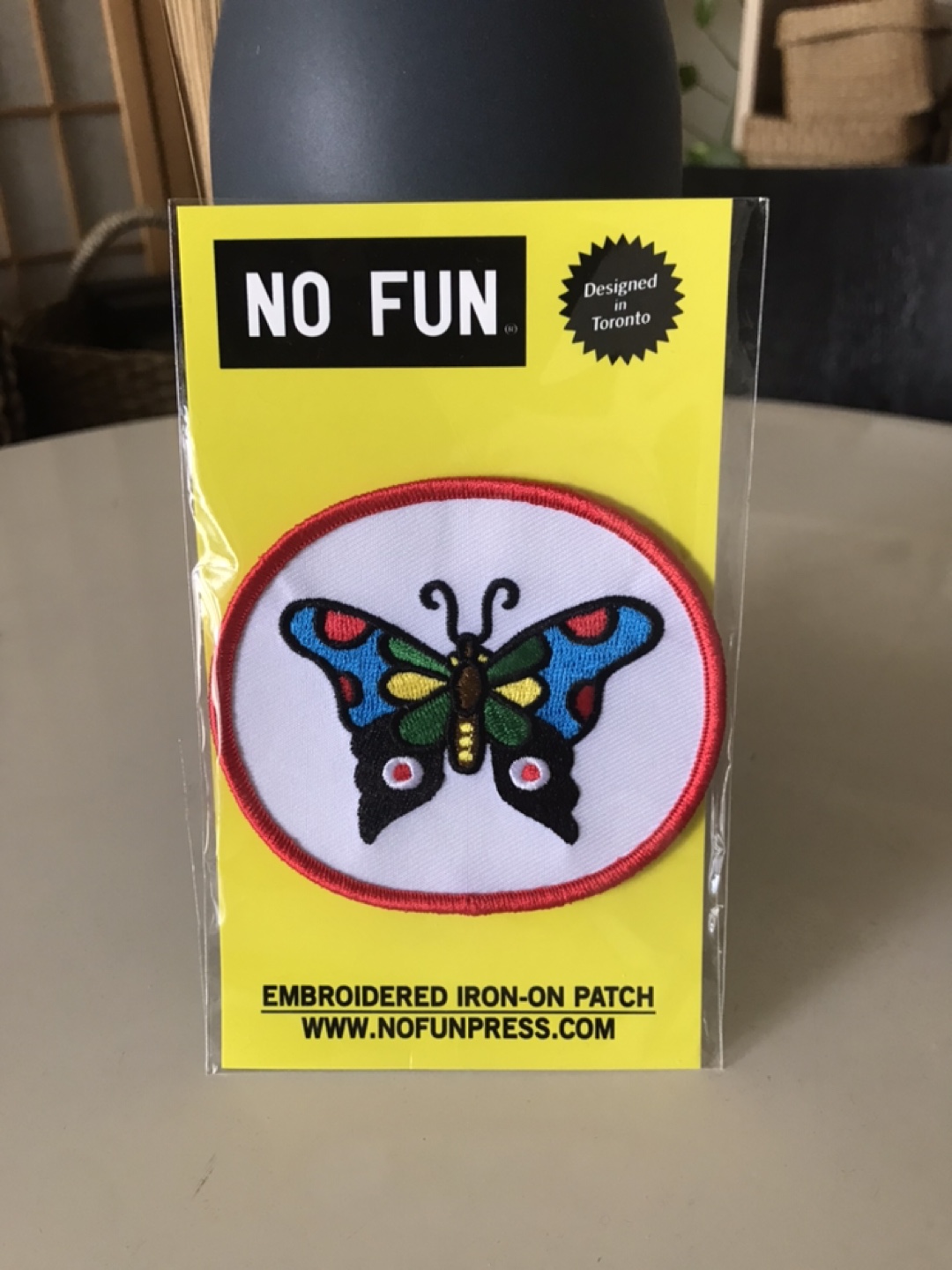 “NO FUN” Brand Butterfly Patch +Free “destructible” Sticker!