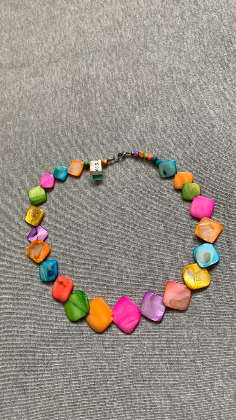 Colourful Square Flat Bead Necklace ⚽️ - photo 2