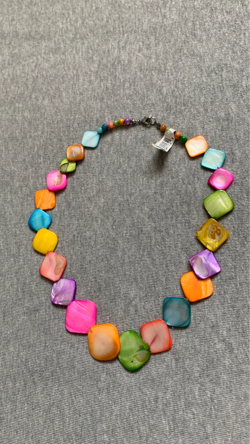 Colourful Square Flat Bead Necklace ⚽️