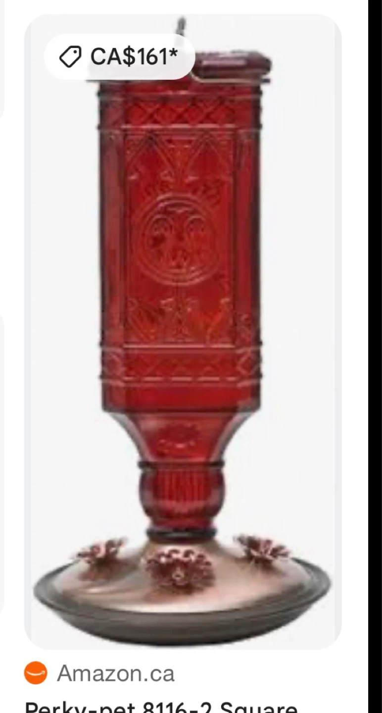 Antique Red Bottle Glass Hummingbird Feeder - photo 2