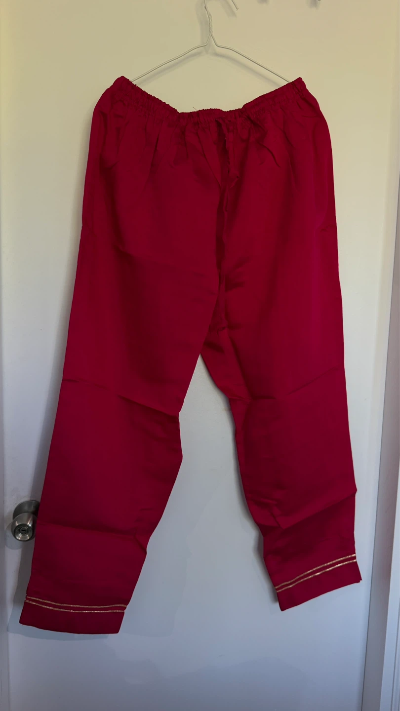 Party wear Women's Red Kurti, Pants, and Dupatta Set - photo 4