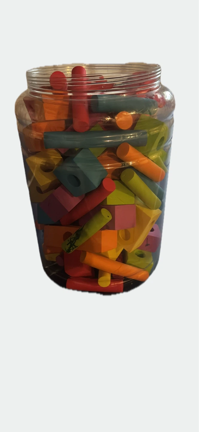 Jar of Colorful Foam Building Blocks