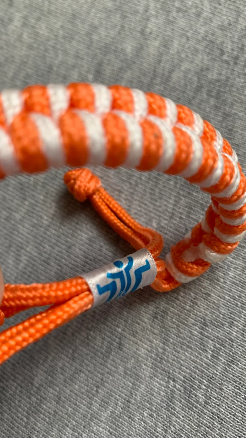 Orange and White Striped Fabric Bracelet ⚽️ - photo 2