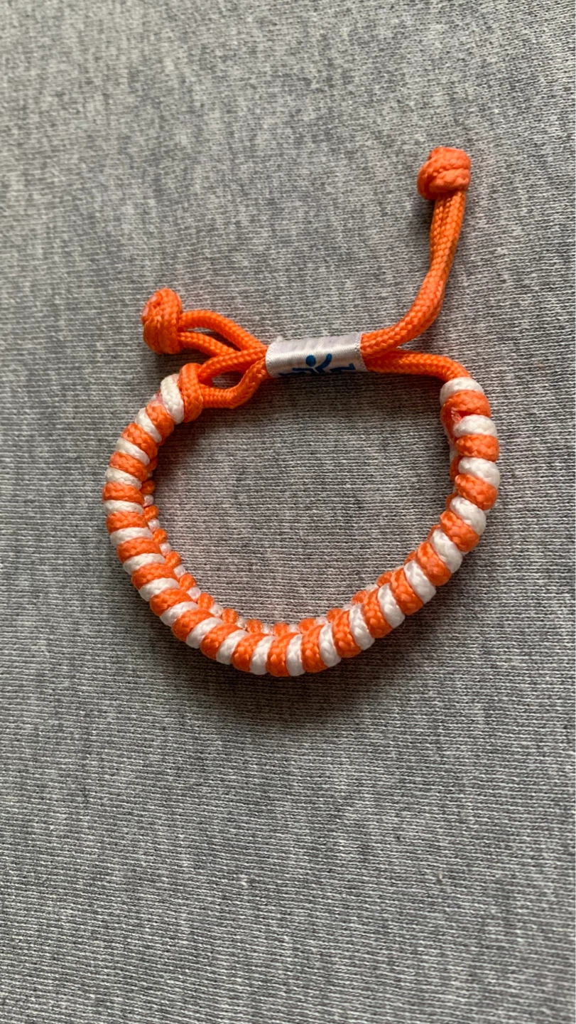 Orange and White Striped Fabric Bracelet ⚽️