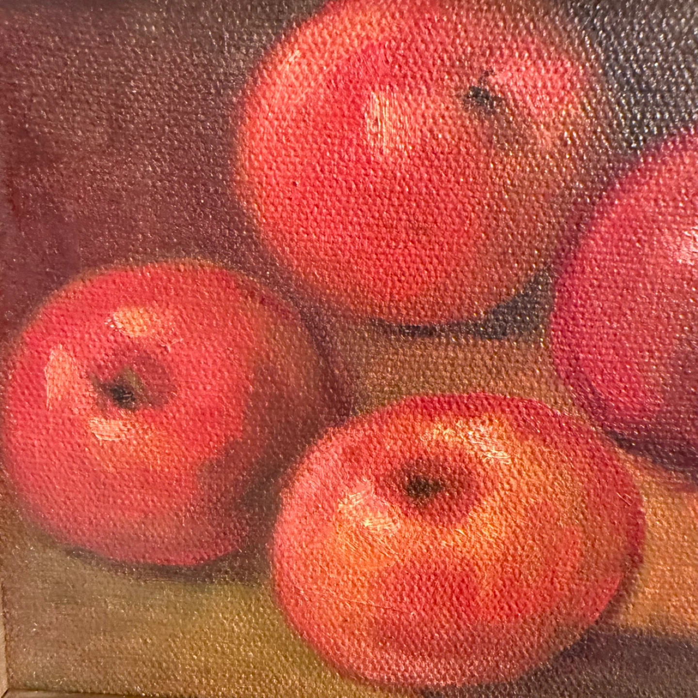 Small framed still life oil painting of apples - photo 3