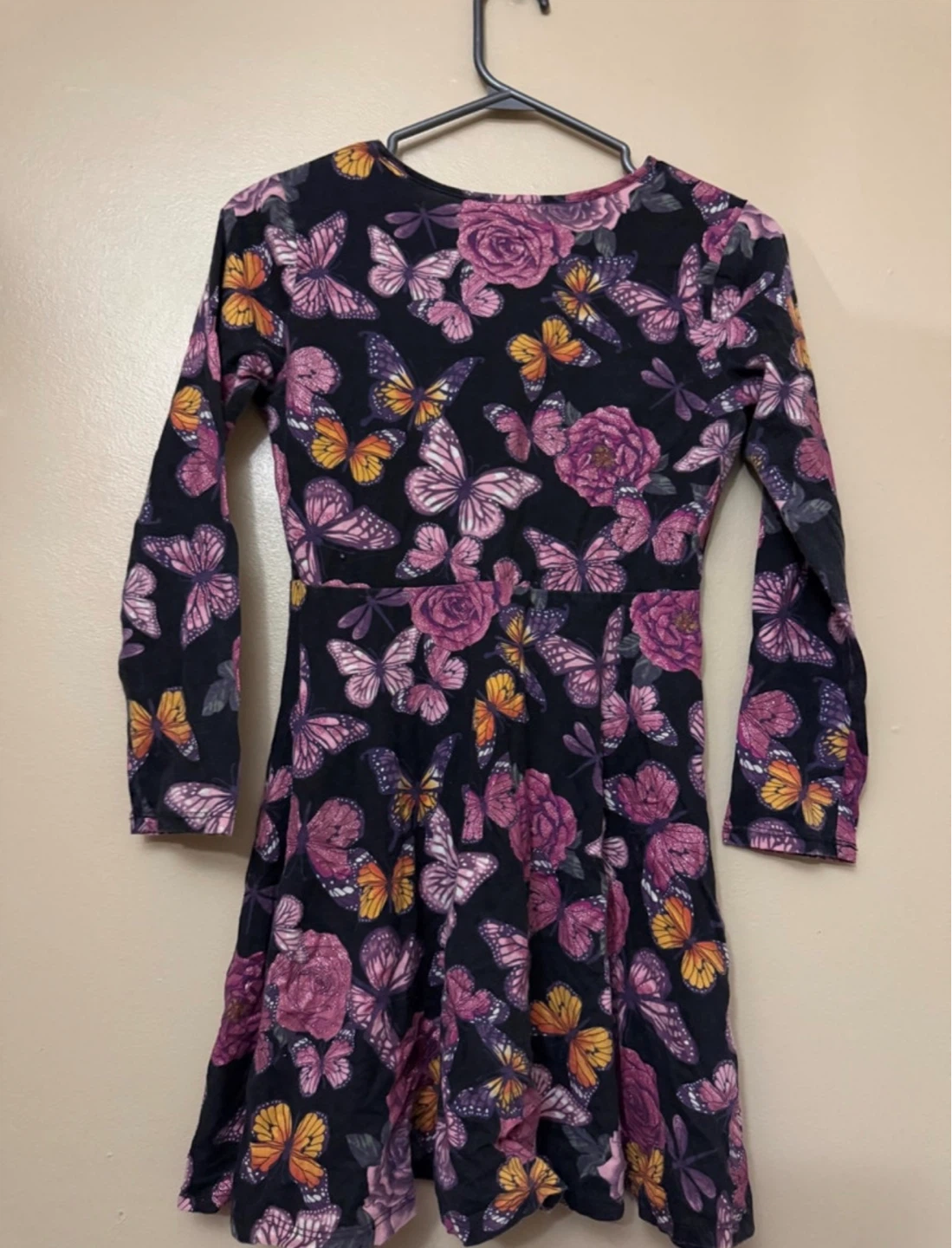 Girls Long Sleeve Butterfly & Floral Dress Kids 10/12 - photo 2