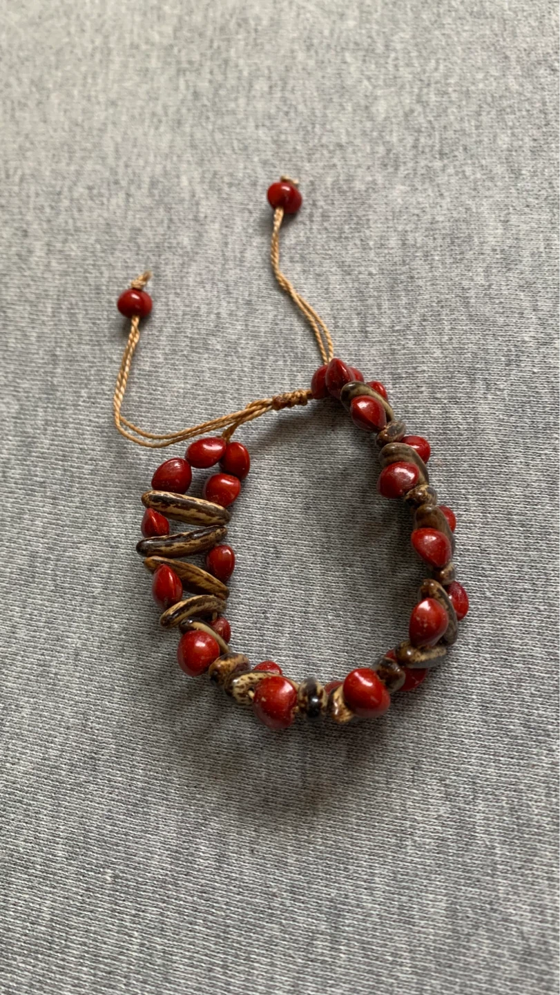 Red and Brown Bead Bracelet ⚽️