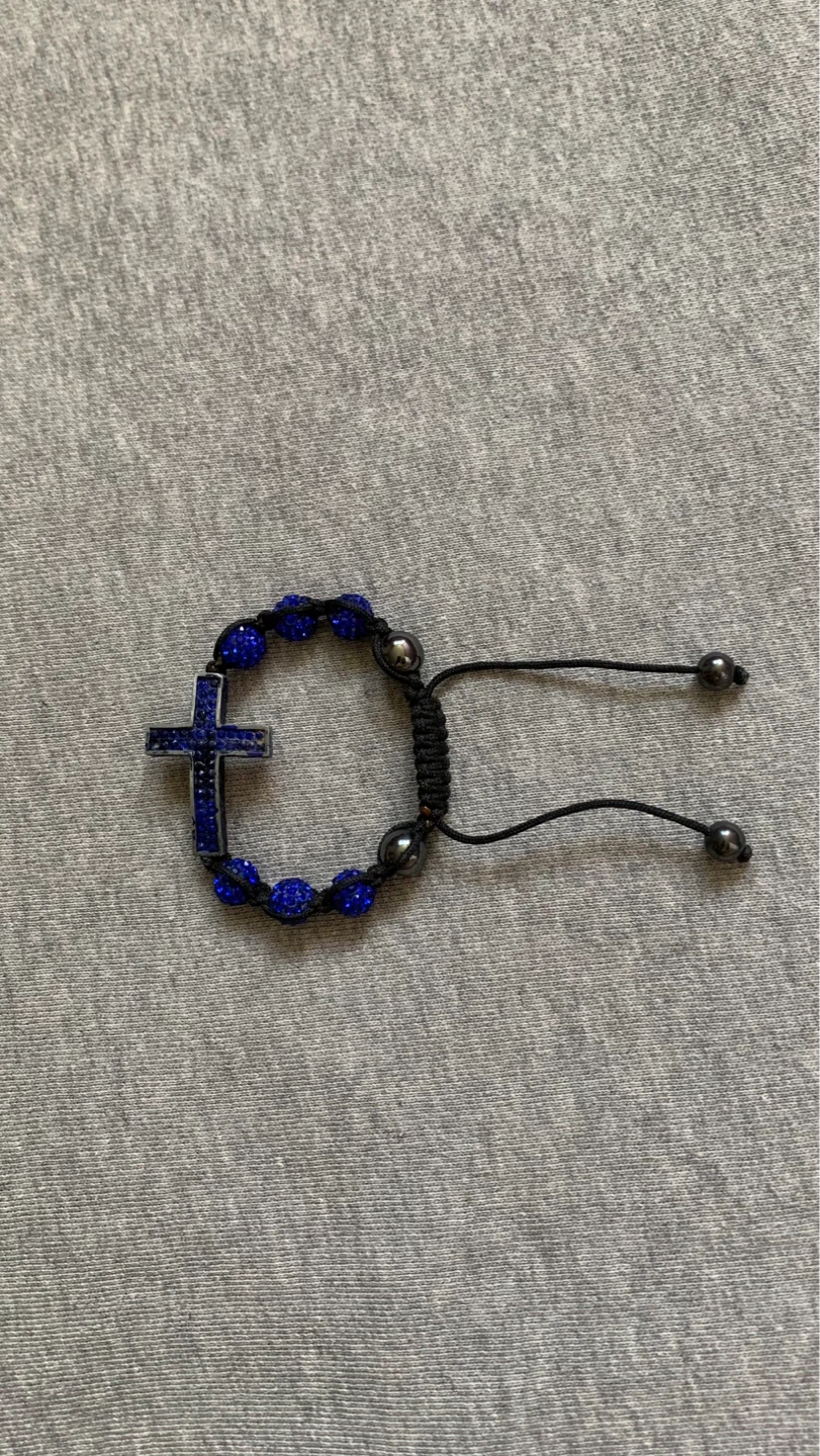 Blue rhinestone cross bracelet ⚽️ - photo 2