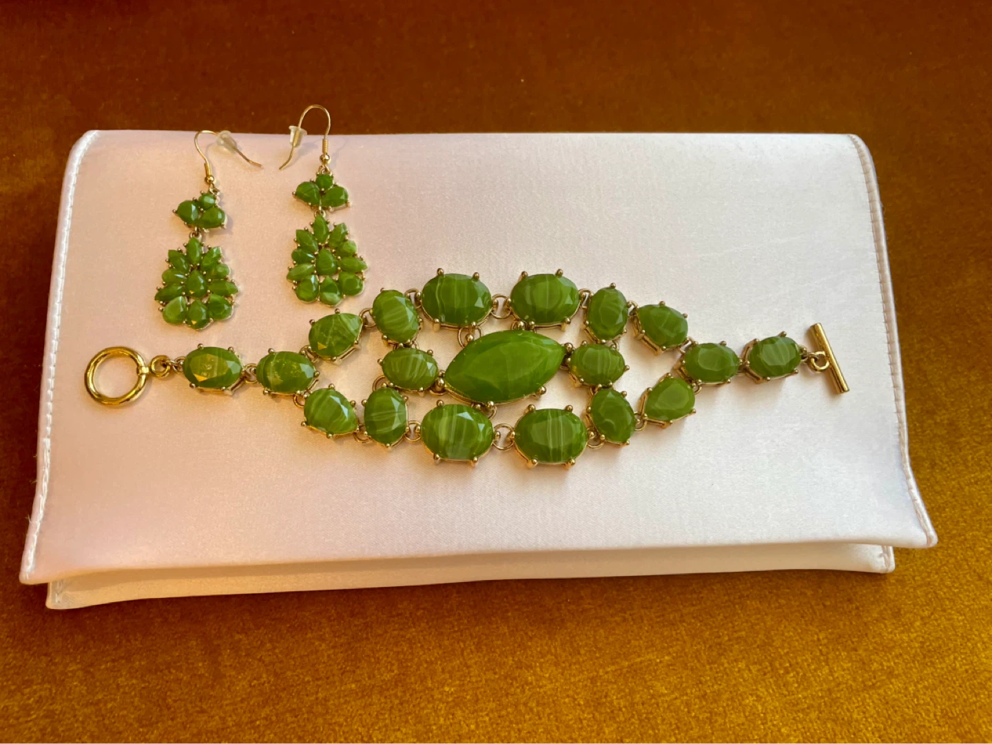 Green Gemstone Bracelet and Earrings Set - photo 5