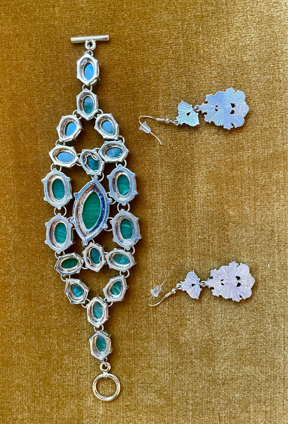 Green Gemstone Bracelet and Earrings Set - photo 2